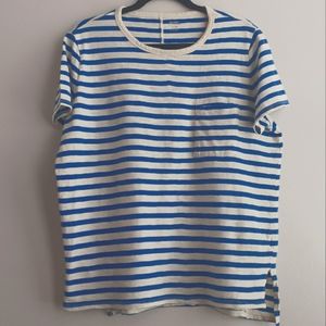 🇺🇸ON Slub Frocket Striped Tee | L | Blue Stripe